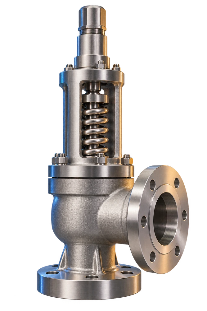 Silver spring-loaded safety relief valve